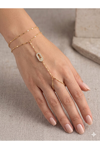 PABALAS Stainless Steel Gold Geometric Ring Shahmeran Bracelet with Zircon St...