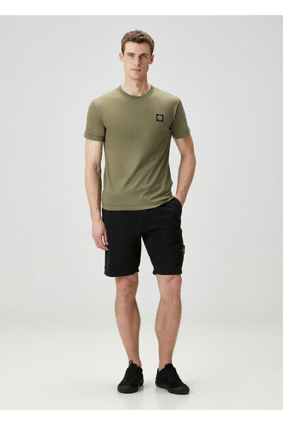 STONE ISLAND Siyah Beli Kordonlu Kargo Bermuda