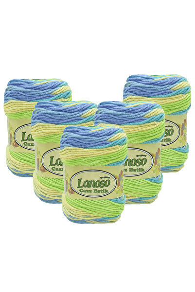 Lanoso 5 Pieces Cazz Batik (717) 100% Acrylic Hand Knitting Yarn Self-Pattern...