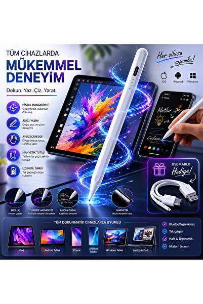 MEDIACOM Universal Dokunmatik Kalem 13,5g Ultra Hafif Hassas Stylus Pen | iPa...