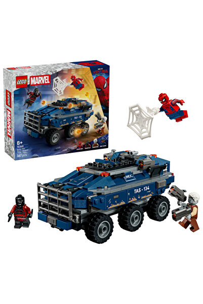 LEGO Spider-Man și urmărirea vehiculului de transport închis la locul de reți...