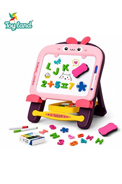 TOY LAND Kids Double-Sided Magnetic Drawing Board Easel with Alphabet & Numbe...