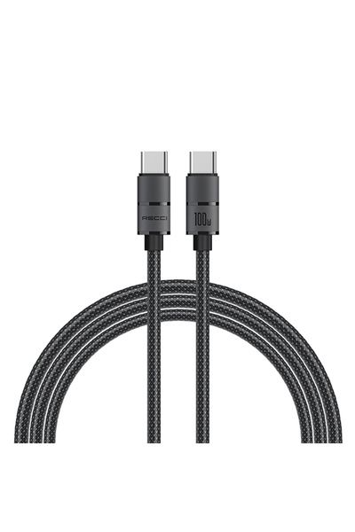 Recci RS08CC - PD100W Καλώδιο Γρήγορης Φόρτισης C σε C Πλεγμένο + Καλώδιο Δεδ...