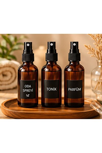 Kozpak Tekli 30 ml Amber Cam Şişe Siyah Sprey Başlıklı