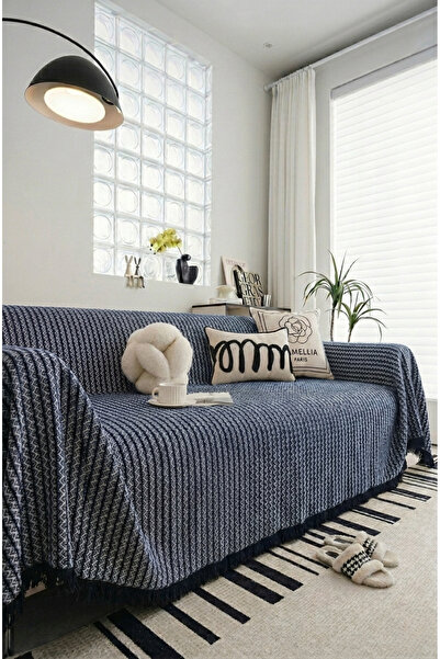 rellhome Pamuklu Koltuk Örtüsü Saçaklı|Çok Amaçlı Örtü|Koltuk Şalı|Kolları Ka...
