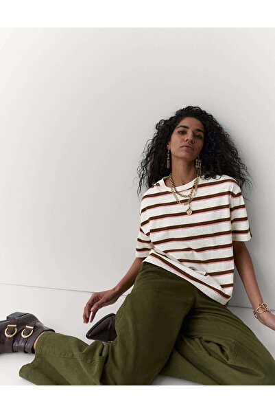 Marks & Spencer Pamuklu Çizgili Boxby T-shirt