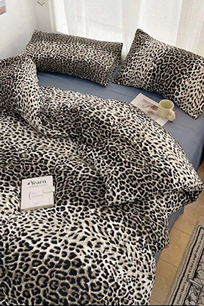 LaLiva Leopard Double -Cotton Duvet Cover Set-1 Duvet Cover-2 Pillowcases-(No...