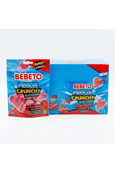 BEBETO Freeze Crunchy Strawberry Heart ( Çilek Kalp ) 12 adet