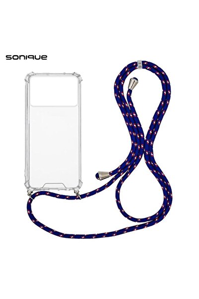 Sonique Θήκη Σιλικόνης με Κορδόνι Armor Clear Xiaomi Poco X6 Pro 5G Rainbow Μπλε