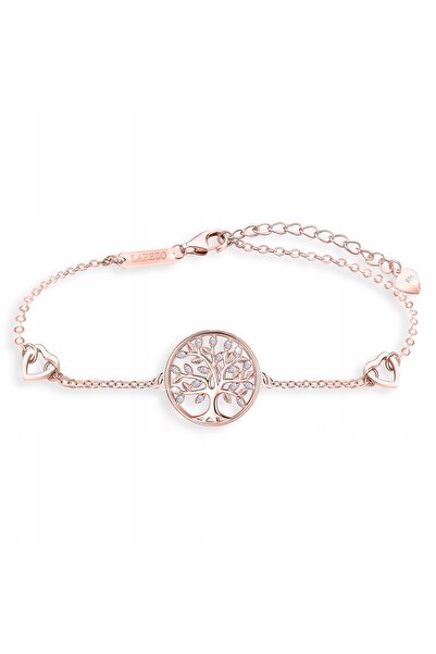 Larezo Gold-plated bracelet made of 925 Silver, 16cm + 3cm, Pink, Tree of Lif...