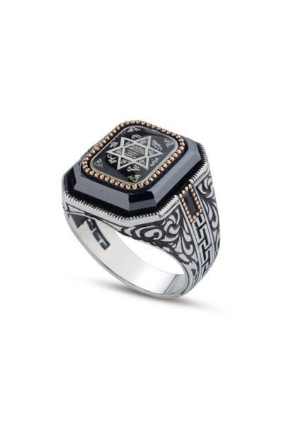 innuendo jewelery 925 Ayar Gümüş Mühr-ü Süleyman Motifli Oksit İşlemeli Erkek...