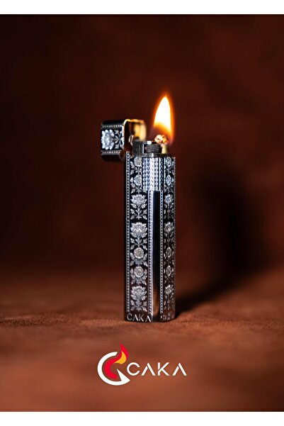 caka lighter Petra Flora Silver Benzinli Çakmak - CKL-065