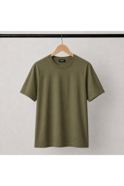 Kuraff Giyim Unisex Basic Cotton T-Shirt with Circular Necklace in Solid Color