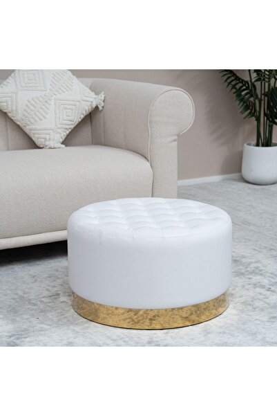 Danube Home Tasha Round Ottoman | Multi-Functional Stool | Upholstered Footre...