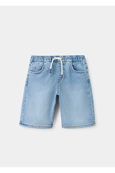 MANGO Kids Beli lastikli bermuda denim şort