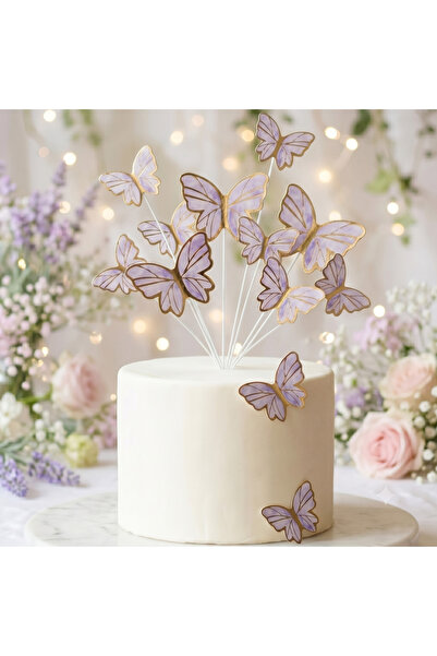 luvissi shelves Cake Decoration Butterfly 10 Pcs Purple
