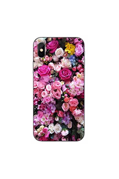 OEM Husa compatibila cu Apple iPhone X Silicon Gel Tpu Model Trandafiri Roz
