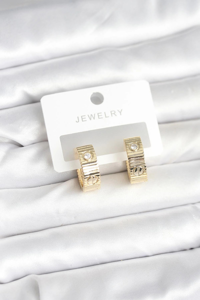 Generic Brand Nevamel ®   Brass Gold Color Zircon Stone Hoop Women's Earrings...