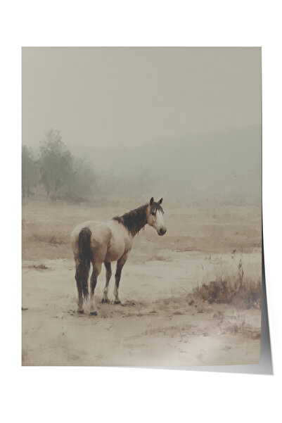 Zestia Vintage Wall Poster, the Lone Horse in the Fog Poster No: 20202