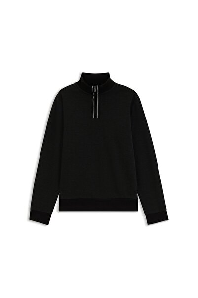 BOSS Yüksek yakalı pamuklu sweatshirt