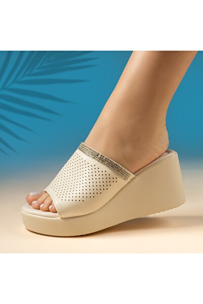 Modlet.ro Women's beige casual platform mules ZOE1