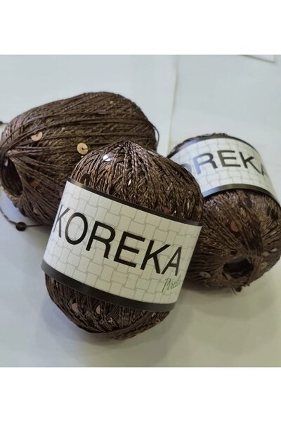 Milano Koreka Pırıltı Sequined Antique Coffee - Pr188- 50 Gr 180 Meters