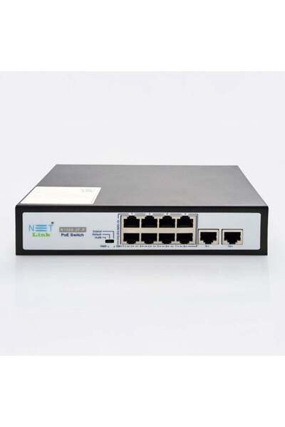 NETLİNK N1008-2F-P PoE Switch, 10/100, 8 Port, Power AC 100-240V/120W, Extend...