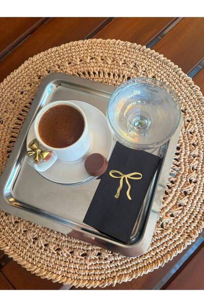 kidspartim Coffee Side Napkin Gold Gilded Black 6X12 cm 16 Pieces