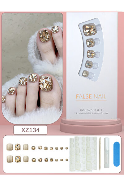 L&Wen 24Pcs Press on Toenails Short, Long Lasting Fake Toe Nails Full Cover, ...
