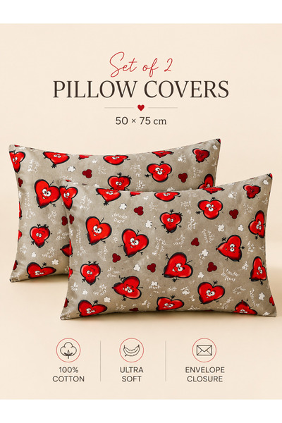 zeetwo Set of 2 Cotton Printed Pillow Covers – Soft Breathable Pillow Cases w...