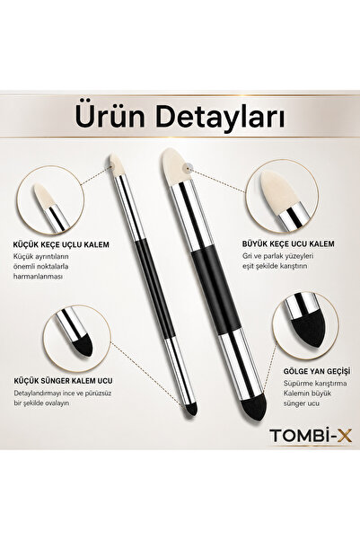 TOMBİ-X Pastel Dağıtıcı Gölgelendirme Kalemi 2 Li 1 Paket Sünger Keçe Eskiz K...
