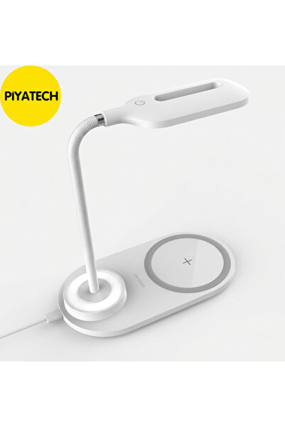 PİYATECH 3 Fonksiyonlu LED Çalışma Masası Lambası - Kablosuz Hızlı Şarj Cihaz...