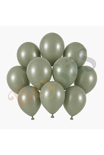 BeySüS Sage Green Color Latex Retro Balloons (13 cm) - 10 Pieces