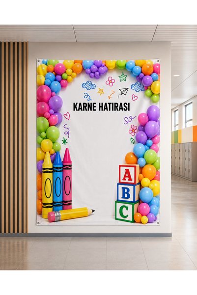 okul posterleri Karne Hatırası Fotoğraf Çekim Fon Perdesi (160x210 cm)