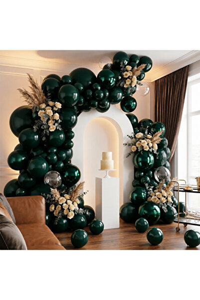 BeySüS Dark Green Color Latex Metallic Balloon (30 cm) - 100 Pieces
