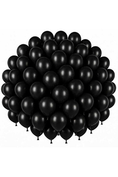 BeySüS Black Color Latex Pastel Balloon (30 cm) - 50 Pieces