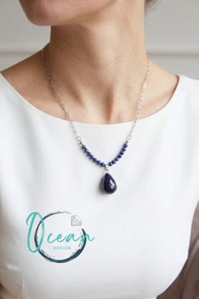 OceanDesign Natural Sapphire Stone Stringed Drop Star Stone Detailed Handmade...