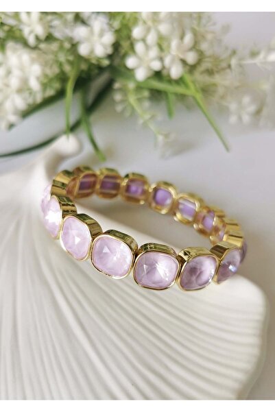 Halley Concept Eflatun crystal stone steel elastic bracelet