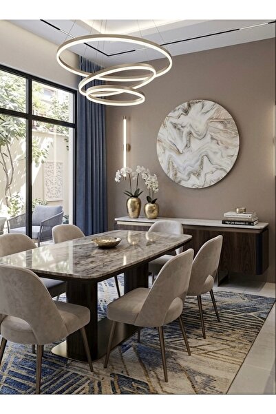 LUXURY VİLLA LUXURY DEKORATİF MERMER DESENLİ CAM DUVAR PANOSU 85x85