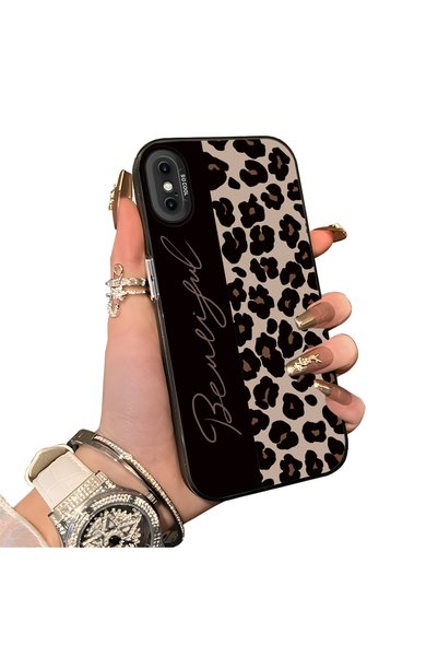 SLIMFELT iPhone X/XS Uyumlu Lüks Leopar Kılıfı, Düşmeye Dayanıklı Silikon