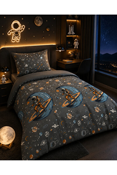 İsmail Gürel Astronaut Space Pattern Single Elastic Sheet Duvet Cover Set |  ...