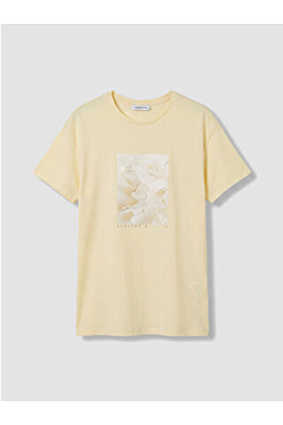 LC Waikiki New Season Beige Printed 100% Cotton Women's T-Shirt