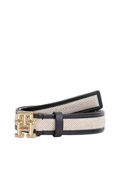 Tommy Hilfiger Γυναικεία Δερμάτινη TH Monogram Ζώνη Navy Μπλε AW0AW17249-DW6