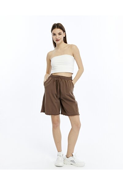 Çarli Short Women's Denim&Canvas Shorts 5326 Brown