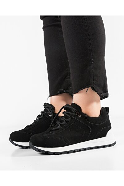 ALOGO Women's Black Sneakers Made of Ecological Suede Pkki