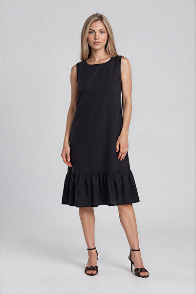 Vitrin Zero Sleeve Skirt Ruffle Dress