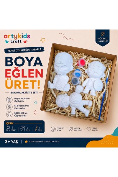 ArtyKids Craft Taş Tozu Boyama Kiti // Süper Kahraman Set 7 // Aile - Çocuk A...