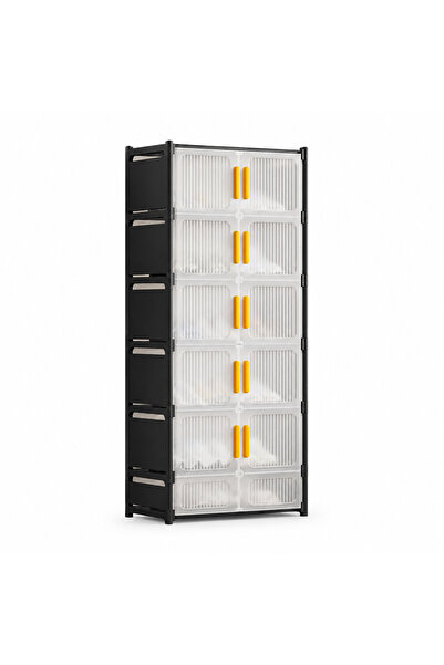 OEM 6-tier shoe rack, black and white shoe organizer cabinet, 126x57x30.5 cm