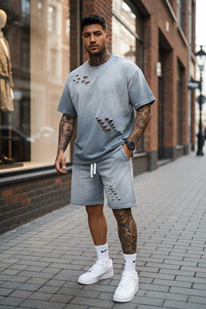 dehaine Summer set for men, t-shirt + shorts, men's short tracksuit Prewashed...