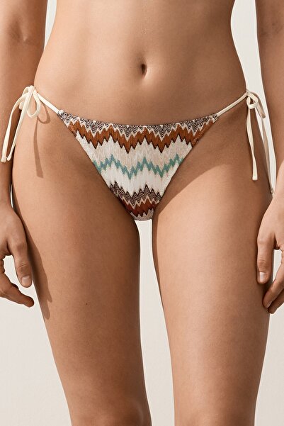 Oysho Metalik iplikli zigzag desenli kroşe bikini altı
